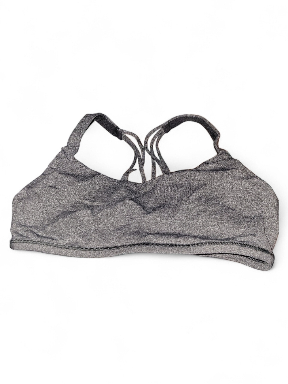 lululemon athletica Free To Be Serene Heathered Gray Strappy Sports Bra SZ 6